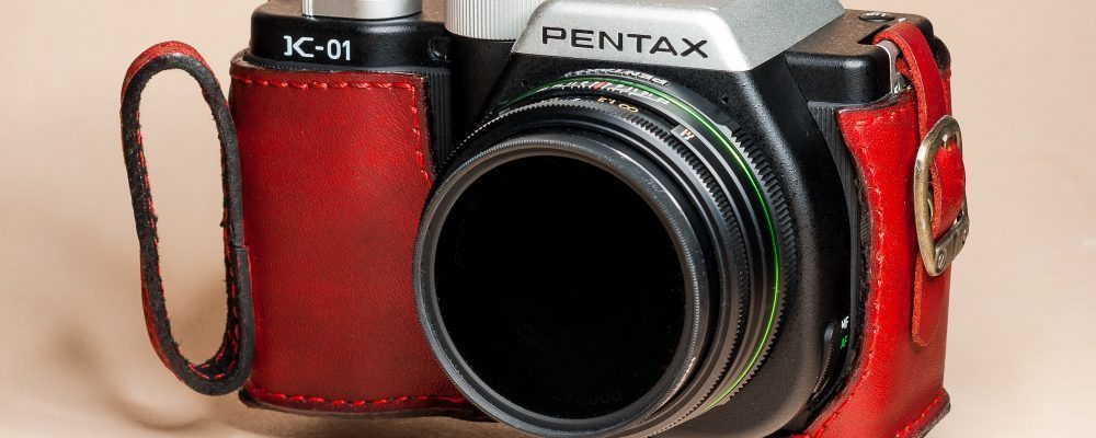 Leather Half Case with Finger Strap for Pentax K-01